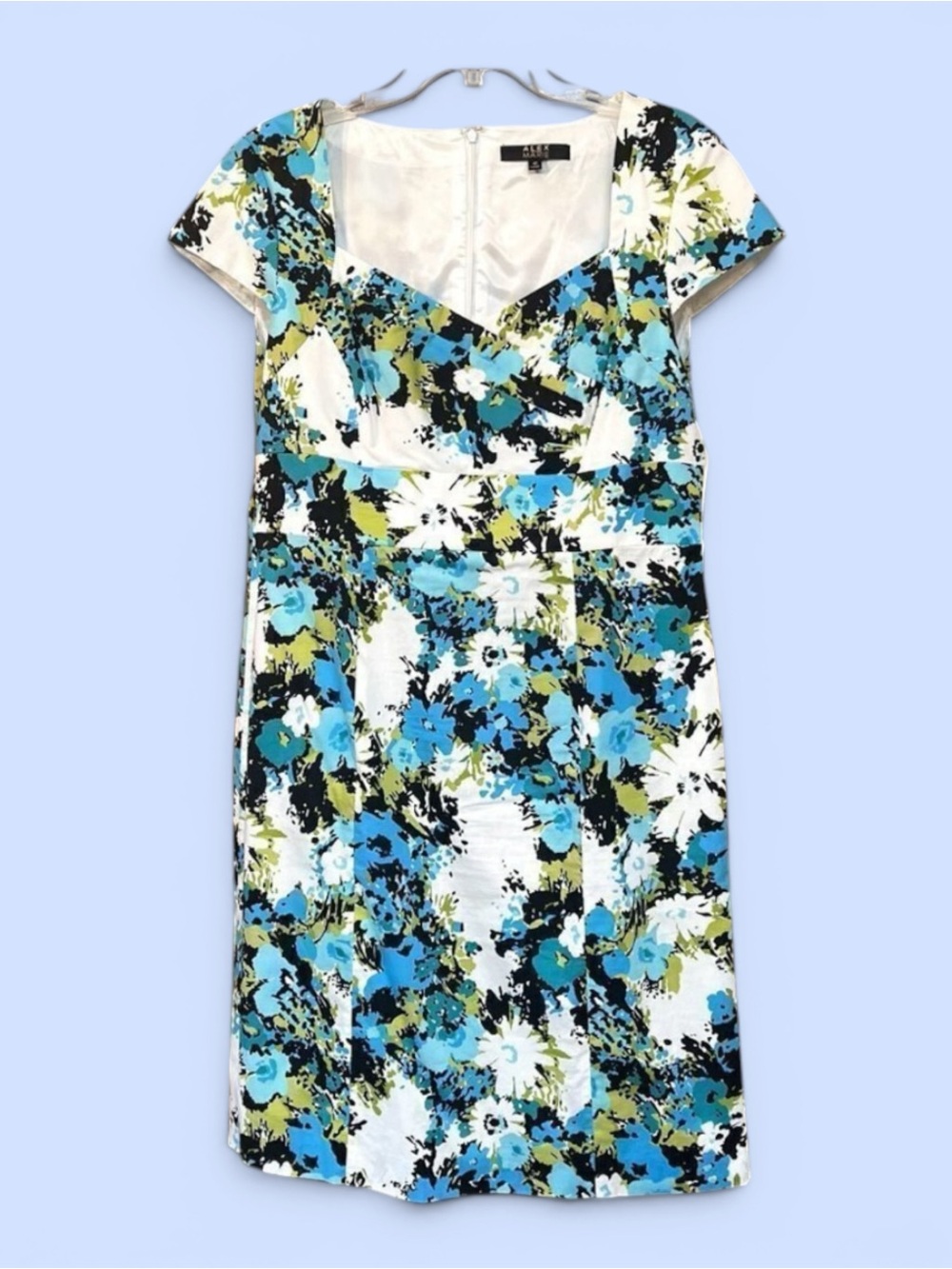 Alex Marie Floral Sheath Dress Square Neckline‎ Cap Sleeve Size 12 Like New